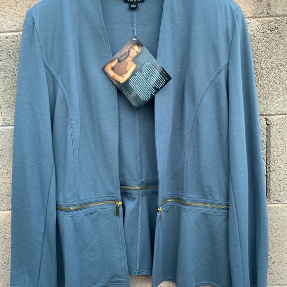 IMAN Grey Women's Fitted Blazer with Zipper Detail - Picture 3 of 8